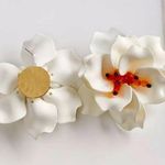 ZARA Textured Flower Earrings With Rhinestones NWT❗️ Photo 2