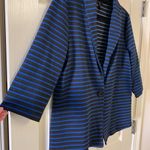 Susan Lawrence Black and blue striped career blazer size XL Photo 1