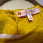 Jude Connally Eyelet Button Back Short Sleeve Top Size Small Yellow Laser Cut Photo 1