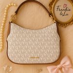 Michael Kors Kelsey White Brown Logo Hobo Bag NWT – Shoulder & Crossbody Photo 0