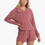 Vuori  Bayview Hoodie Pullover Top Women's Sz Xs Rosewood Thermal Knit Photo 0