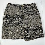 H&M Black Beige Jacquard Skirt Size 8 Lined Baroque Floral Tapestry Mini Photo 3