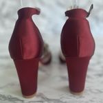 NWT GGBLCS Heels Satin Rhinestone 10.5 Block Heel Pumps Pointed Toe Burgundy Red Photo 5