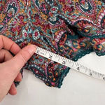 AQUA hi rise bohemian print elastic waist boho Gypsy shorts teal small Photo 5