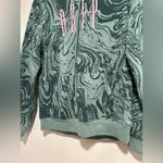 Brooklyn Cloth  Teal Swirl Embroidered Drip Hoodie. Kangaroo Pocket. Sz: S. Photo 8
