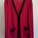 Misook Cardigan Sweater size XL Knit Pockets Long Sleeve Career Casual Red Photo 0