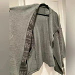L.L. Bean Gray Flowy Open Hooded Cardigan Argyle Side Panels Pockets Size Small Photo 7