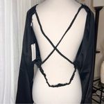 We Wore What ‎ Billow Sleeve Satin Crop Top Black Size XL Photo 10