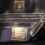 Fendi Zucca Navy Blue Leather and Grey Monogram Canvas Shoulder Bag COA Photo 9