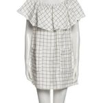 Reformation Plaid Windowpane Linen Square Neckline Ruffle Dress Small Photo 22