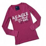 American Eagle Y2K Outfitters Pink Thermal Long Sleeve Graphic T Shirt Womens LG Photo 0