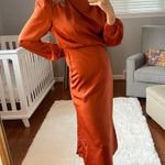 Satin Wedding Guest Dress Orange Photo 1
