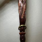 Brown Braided Leather Belt Studs Brass Buckle Women's M/L indie boho western Photo 4