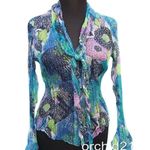 Cache Multi Color Silk Metallic Sheer Illusion Top New Self Tie Scarf NWT $148 Photo 1