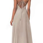 Azazie NWT  Everleigh Frost A-Line Pleated Chiffon Maxi Bridesmaid Dress Photo 2