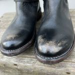 Bed Stu  Gogo Lug Moto Boots Black Brown Gold Distressed Leather Side Zip Size 7 Photo 4