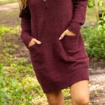 Natural Life Cozy Textured Button Sweater Dress Tunic Size XS Maroon boho hippie Photo 0