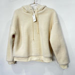 Elodie  Sherpa Hooded Pullover Jacket Size Medium Fully Lined Cream Beige LS Photo 0