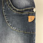 Baby Phat Vintage Y2K Dark Wash Faded Denim Mid Rise Wing Flare Leg Capri Jeans Photo 6