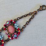 Vintage Copper Floral Chain Bracelet Red Photo 3