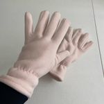 Women’s pale pink soft fleece elastic cuff‎ thick winter gloves Photo 0
