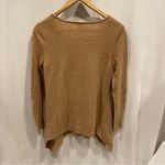 Caslon Soft cozy camel tan wool cashmere blend v-neck hankerchef hem sweater  Photo 3