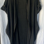 Meo Meli Linen Duster Cardigan Dark Grey Button Tab Sleeve Lagenlook Flow Italy Size XL Photo 0