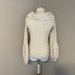 Anthropologie  Sleeping on Snow Cowl Bell Sleeve‎ Cream Cable Knit Sweater Small Photo 1