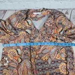 Mango MNG‎ Casual Dress Women's Small Orange Pink Paisley Print Long Sleeve Mini 4 Photo 3