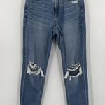 American Eagle  Mom Jeans Comfort Stretch Waistband Distressed Women’s Size 2 Reg Photo 0