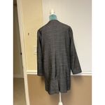 Eileen Fisher  Women's Sz L Jacket Open Herringbone Lined Long Cotton Gray Black Photo 1