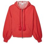 CAbi Coral Pom Pom Drawstring Zipper Sweater Photo 9
