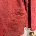 st. john's bay  Womens Petite Large Red Suede Leather Button Front Jacket Festival Photo 1