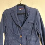 Vintage Denim Chambray Knit Linen Blazer Jacket Size 8 Y2K Coastal Cowgirl Blue Photo 2