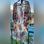 Umgee  Floral Kimono | Fringe Crochet Bottom | Size Med/Lg | Beautiful Boho Photo 13