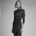 ZARA NWOT  Knit Black Metallic Thread Dress Size M Photo 2