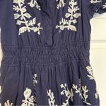 Anthropologie  Somerset Blue Embroidered Tiered Short Sleeve Maxi Dress L Photo 2
