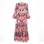 Zimmermann Laurel Billow Embroidered Linen Midi Dress Navy Baroque Floral 1 AU Photo 3