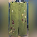 Free People NWOT We The Free Summer Bloom Embroidered Jeans grasshopper combo 25 Photo 6