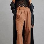 Favorite Daughter The Favorite High Rise Wide Leg Pants Camel Pinstripe 10 Photo 1