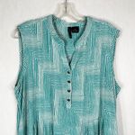 New Direction New Directions XL Top Green White Print Textured Stretch Sleeveless Women 1282 Photo 2