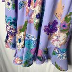 Everly  Floral Pleated 3/4 Sleeve V-Neck Ruffle Romper Medium Purple Lightweight Photo 7