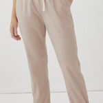 Pact  Daily Twill Relaxed Fit Tapered Leg Pants in Oat Size S Drawstring Waist Photo 0