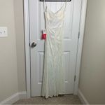 B Darlin white fringe sequin slit front maxi dress homecoming prom bridal shower Photo 3