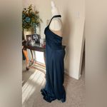 BCBG Max Azria Navy Satin Halter Evening Gown Size 6 Maxi Dress BodiceFormal Photo 4