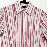 New York & Company red/white/silver button down long sleeve dress shirt Red Size XS Photo 6