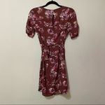 ASTR  The Label Maroon Floral Wrap Front Mini Dress Womens XS Fall Boho Ruched Photo 8