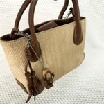 Etienne Aigner Faux Straw Woven Leather Mini Crossbody Bag 2274 Sandal Fob Photo 3