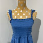 Betsey Johnson Federal Blue Smocked Embroidered Eyelet Midi Dress Sz Large Photo 4