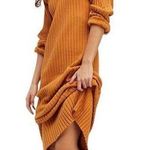 Free People  Walk About Ribbed Maxi Dress Mustard Yellow XS Neutral Earthy Boho Photo 0